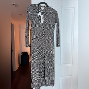 L'Agence Black and White Button Up Knit Dress (or long sweater)